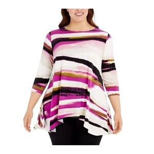 Alfani Top Printed Swing Multicolor Purple Women Size PL NEW NWT